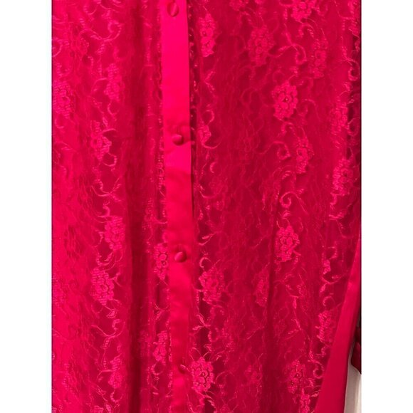 Victorias Secret Red Lace Button-Down Shirt P/S feminine Coquette - Picture 2 of 8